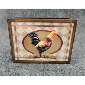 Farmhouse Chicken Rooster Napkin Holder Mail Letter Holder Wood 3D Country